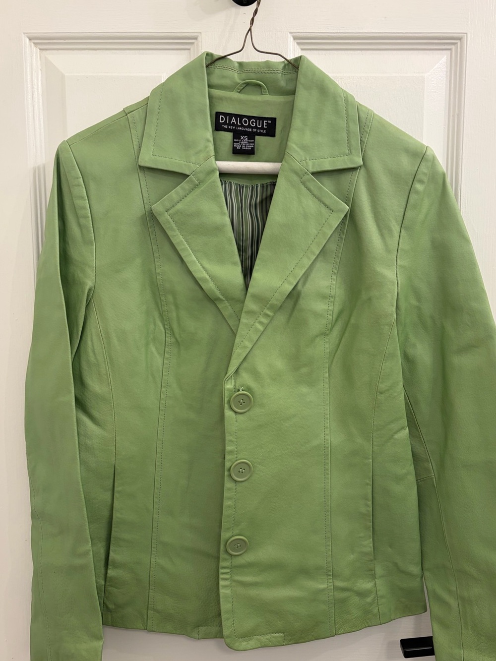Dialogue Fresh Green Leather Blazer